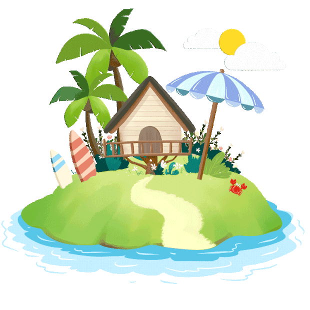 夏天夏季海岛度假木房子卡通gif图素材