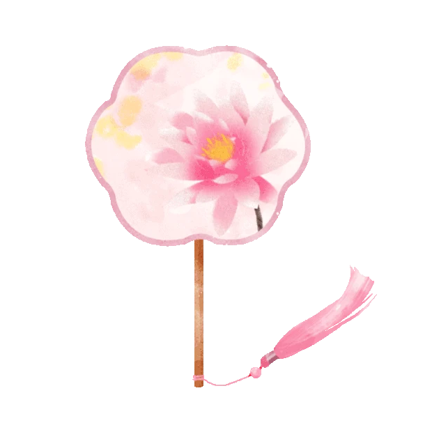 莲花团扇中国风粉色gif图素材