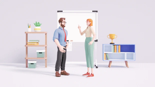 C4D立体3D职场男性女性聊天视频背景gif图素材