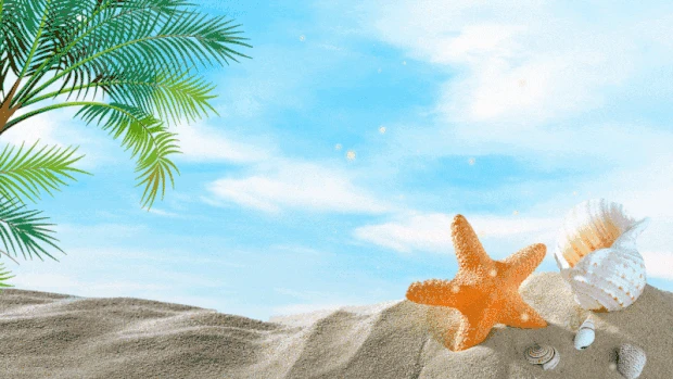 夏天沙滩天空海星沙蓝色视频背景gif图素材