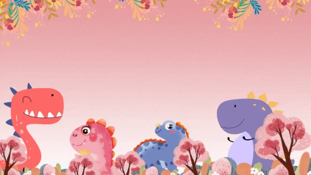可爱恐龙动物园暑假假期动物粉色视频背景gif图素材