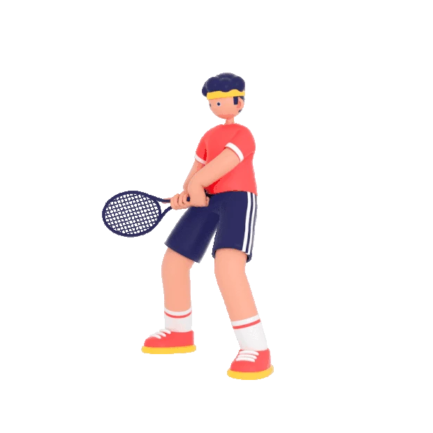 C4D立体3D人物男性打网球挥拍gif图素材