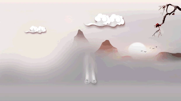 中国风山水卷轴视频背景gif图素材
