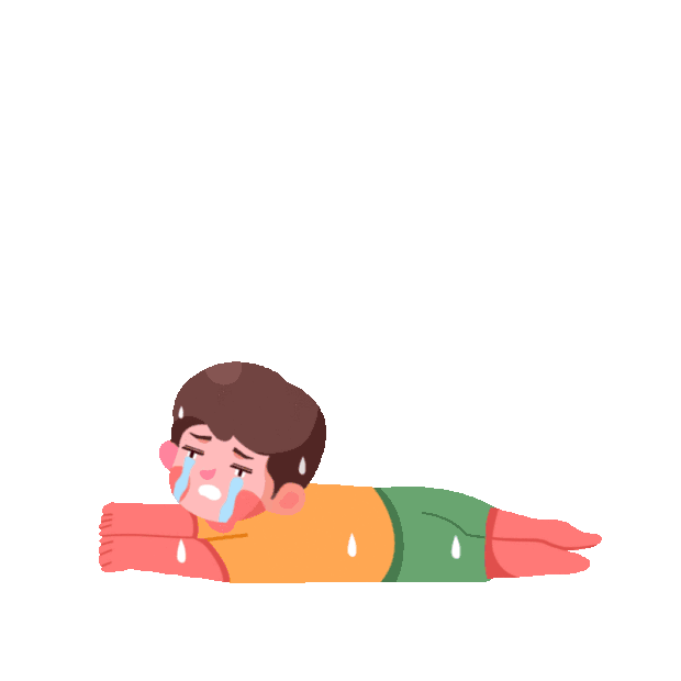 夏天躺在地上冒汗的男孩提醒高温预警gif图素材