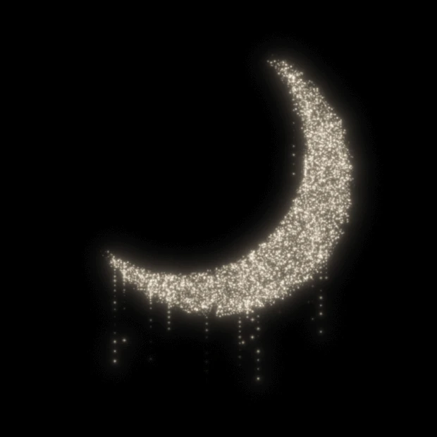七夕节唯美金色粒子发光月亮装饰光效光