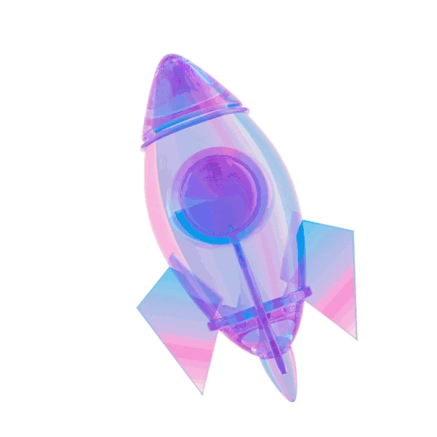 3D立体c4d酸性透明玻璃火箭紫蓝gif图素材