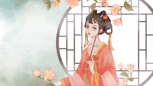 中国风古风人物女孩插画海报视频背景gif图素材