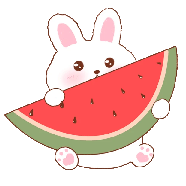 夏天兔兔吃西瓜吃瓜表情包