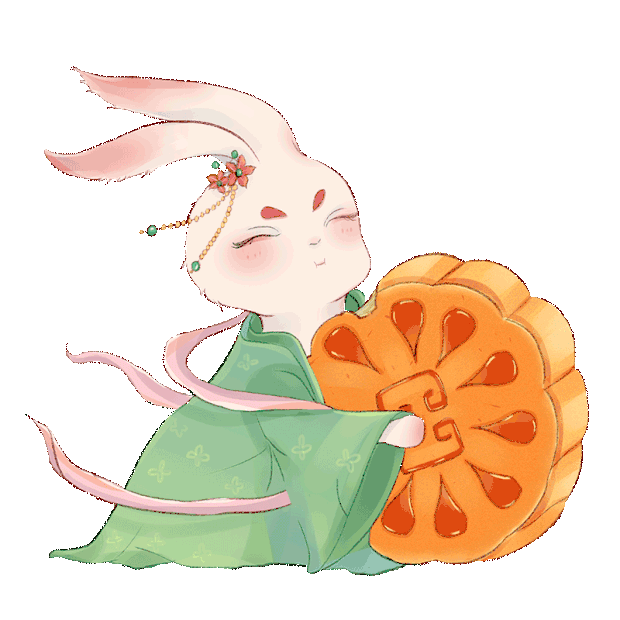 中秋中秋节拟人兔子吃月饼古风gif图素材