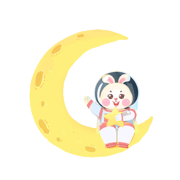 中秋中秋节可爱月兔宇航员打招呼卡通gif图素材