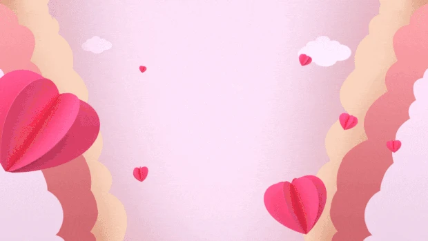 七夕剪纸爱心立体浪漫粉色视频背景gif图素材
