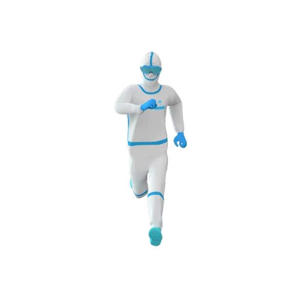 C4D人物医护人员防护服大白跑步防护服3D立体gif图素材