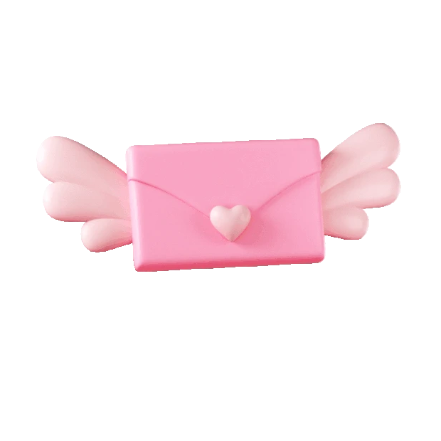 C4D立体3D翅膀爱心情书粉色gif图素材