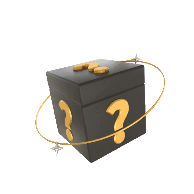 C4D立体3D黑色金色问号盒子金属星星环绕gif图素材