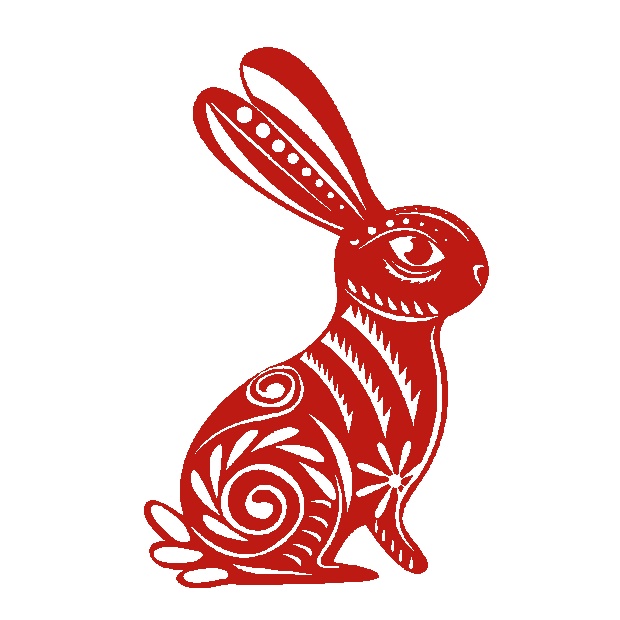 春节兔子兔年剪纸窗花红色gif图素材