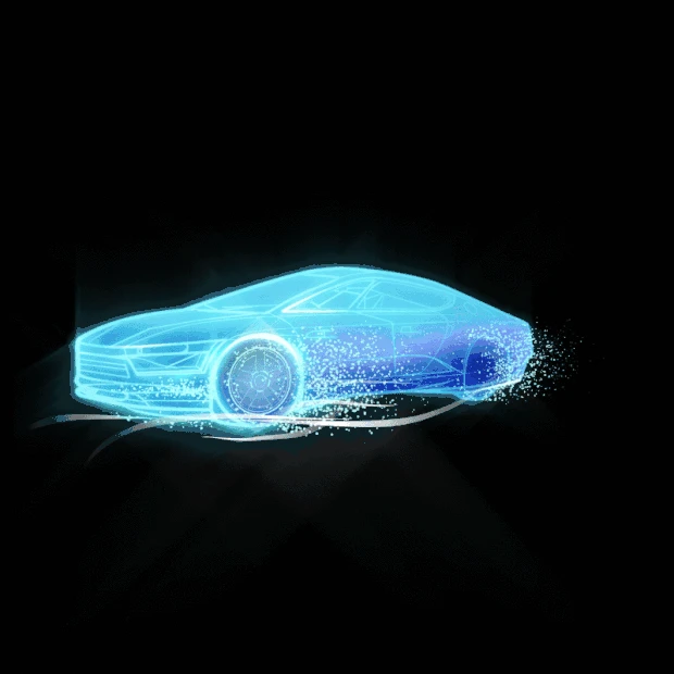 科技智能酷炫全息投影汽车行驶粒子飘散光线流动gif图素材粒子光效