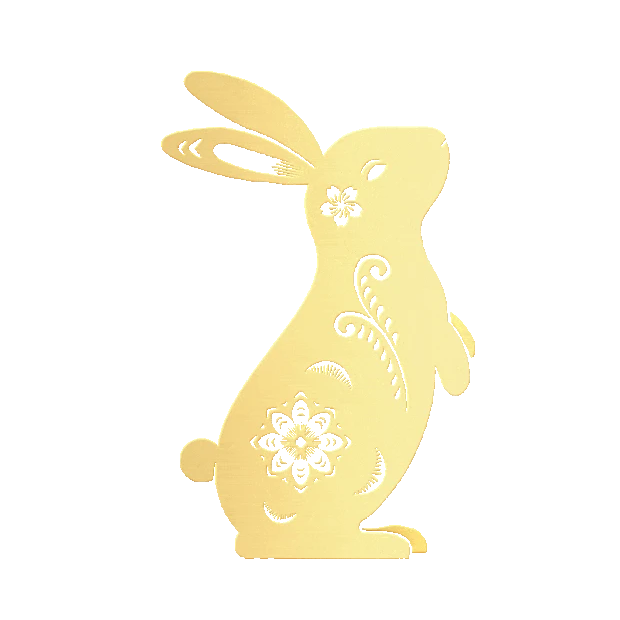 兔年金色兔子剪纸风兔子gif图素材简约