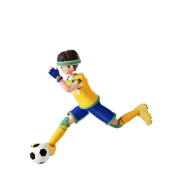 世界杯足球赛事比赛C4D立体3D足球运动员跑步向前带球gif图素材