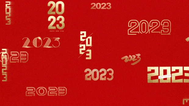 2023年烫金数字底纹新年兔年gif图片背景红金gif图素材