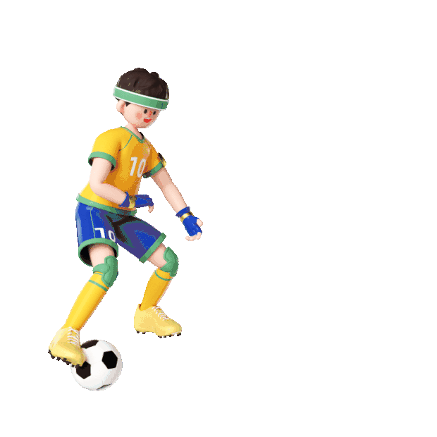 世界杯足球赛事比赛C4D立体3D运动员带球向前侧面