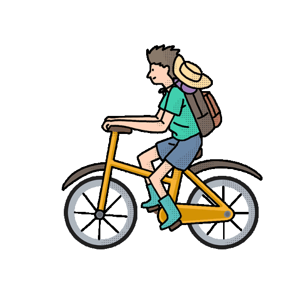 人物骑行自行车旅游描边gif图素材