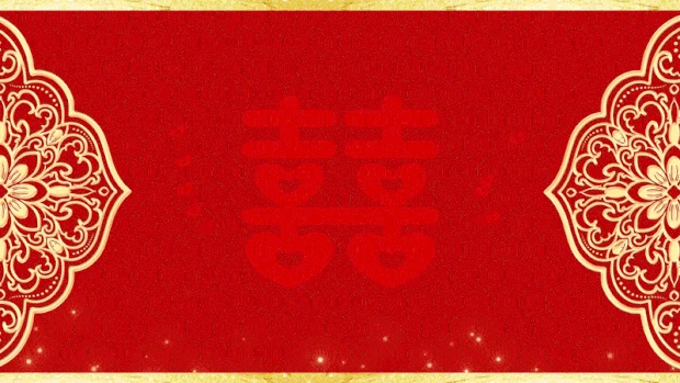 中国风红色金边喜庆婚礼视频背景中国风gif图素材