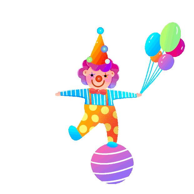 愚人节小丑玩耍气球卡通gif图素材
