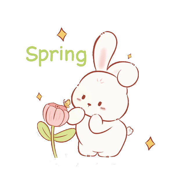 可爱兔子春季看花卡通gif图素材