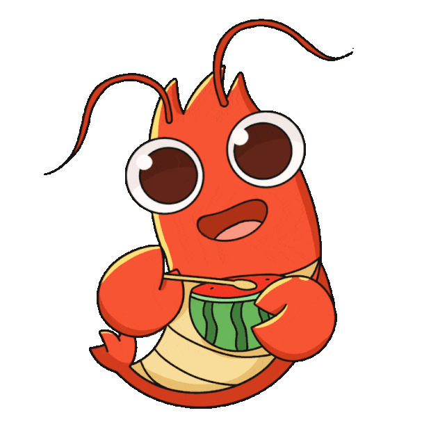 夏天美食食物卡通可爱小龙虾吃西瓜卡通gif图素材