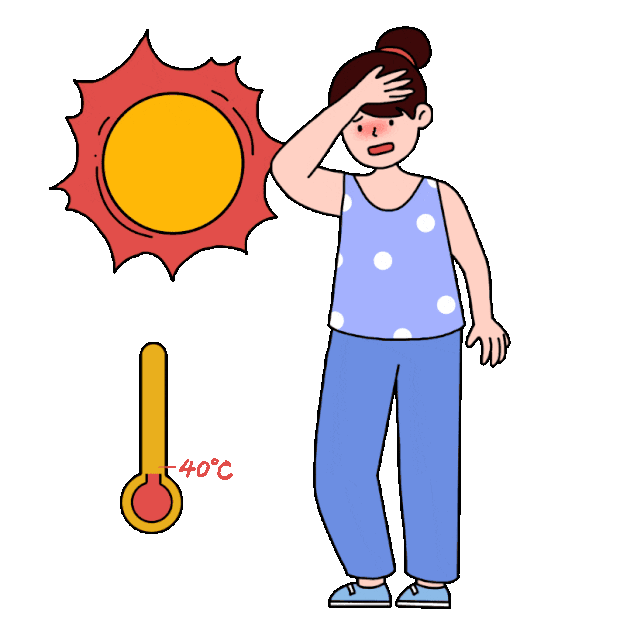 夏天夏季酷暑炎热高温预警谨防中暑女孩卡通gif图素材
