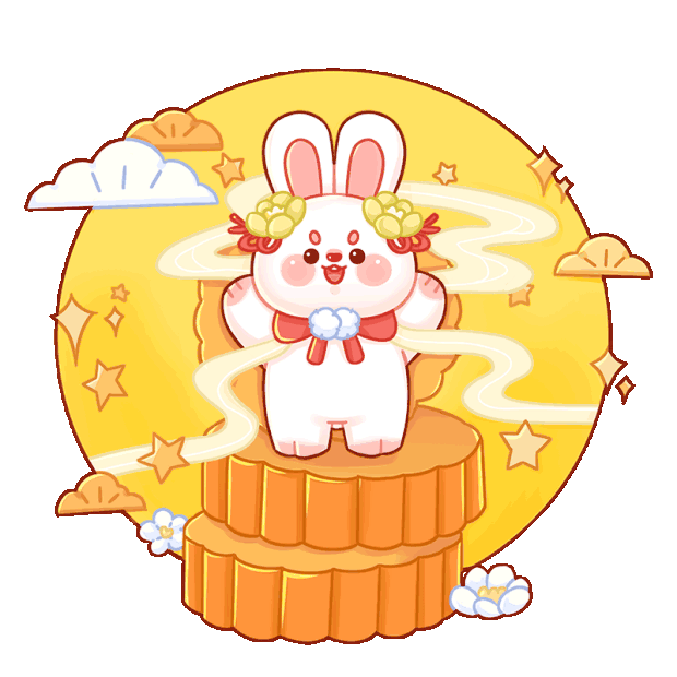 中秋节可爱兔子月饼月亮欢庆中秋卡通gif图素材