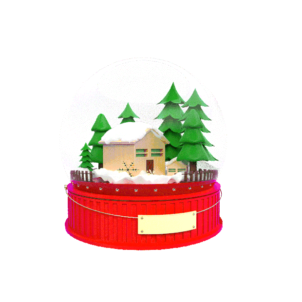 3D立体C4D圣诞节下雪水晶球音乐盒礼物立体gif图素材