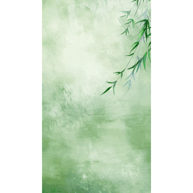 春天春季燕子柳树垂柳柳枝柳叶鸟类微风拂过绿色渐变H5竖版视频背景gif图素材