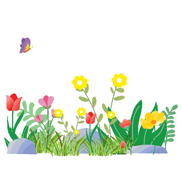 春天春季花丛草丛花卉花朵绿叶免抠图片手绘gif图素材